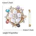 Eleganter Blumen-Anstecknadel mit bunten Kristallen und Perlen für Schals und Tücher - Gold/Mehrfarbig
