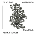 Vintage bloemenboeket broche in zwart voor dames met fonkelende donkergrijze strass - Gunmetal Grijs Strass (MM-BR-0630-GM)