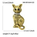 Vintage gold cat brooch with sparkling rhinestone collar and black gemstone eyes - Antique Gold (MM-BR-0644-GD)