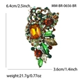 Vintage gold alloy brooch with colorful rhinestones and crystals, size 6.4x3.6 cm - MM-BR-0656-BR / Brown