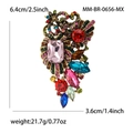 Vintage gold alloy brooch with colorful rhinestones measuring 6.4cm high and 3.6cm wide - MM-BR-0656-MX / Colorful