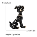 Lindo broche de perro dálmata en esmalte con collar de diamantes de imitación y medidas - Estilo Moteado Negro