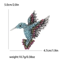 Spilla a colibrì in argento con strass colorati, misura 5,0 cm per 4,7 cm - Blu Lago