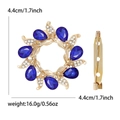 Floral wreath brooch with deep blue pear-shaped crystals and small rhinestones - Blue