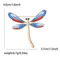 Elegant gold-tone alloy dragonfly brooch with red and blue enamel wings for women - Blue