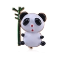 Süße Panda und Bambus Emaille Brosche mit Goldfinish auf weißem Hintergrund - Weiß
