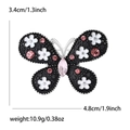Vintage-Emaille-Schmetterlingsbrosche mit rosa Strass und weißen Blumen für Damenanzüge - Rosa