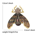 Modische Bienen-Insektenbrosche in Goldoptik mit bunten Streifenflügeln und Strasssteinen - Lila Vintage Stil (0677-PU)