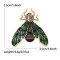 Emaille Zikade Insektenbrosche in Grün und Blau mit Kristallen, Größe 3,5 cm x 3,5 cm - Grüner Vintage Stil (0677-GN)