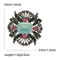 Broche couronne vintage avec pierre verte et strass, épingle florale 4,0 cm x 3,9 cm - Couronne Vintage (0762-BL) / Bleu