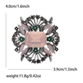 Broche couronne de fleurs vintage avec cristal rose et strass, taille 4,0cm x 3,9cm - Couronne Vintage (0762PK) / Rose
