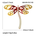 Specifiche dettagliate sulle dimensioni per spilla a libellula 4,9 cm x 4,3 cm - Oro KC & Rosso