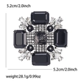 Grande spilla a croce vintage con pietra marmorea e cristalli neri, misura 5,2 cm x 5,2 cm - Nero