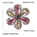 Elegant floral alloy brooch with colorful rhinestones and sparkling crystals for women - Coffee Gold Mixed Color (0778-MX)
