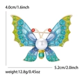 Blauwe en groene emaille vlinderbroche met parel en gouden legering montuur - Blauw