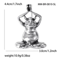 Spilla vintage a forma di rana yoga in argento con dimensioni 4,4cm x 3,0cm - Argento Antico (MM-BR-0810-SL)