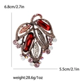 Spilla vintage a forma di foglia con pietre rosse profonde e strass scintillanti - Rosso