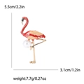Broche flamant rose élégante en émail et perle, taille 5,5 cm par 3,1 cm pour femme - Rouge A Style A (0464-RD(A))