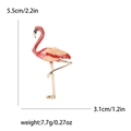 Détails de la broche flamant rose avec dimensions : 5,5 cm de haut et 3,1 cm de large - Rouge B Style B (0464-RD(B))