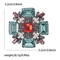 Broche vintage en alliage avec pierres en verre multicolores et perles, taille 5,2 cm - Vert