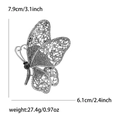 Silver vintage alloy butterfly brooch with sparkling rhinestones, size 7.9cm x 6.1cm - Silver