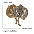 Vintage gold leaf brooch featuring orange and champagne rhinestones, 5.4cm size - Yellow