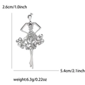 Especificaciones de tamaño detalladas para el broche de bailarina con cristales brillantes - Plateado