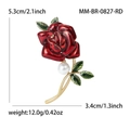 Spilla rosa in smalto rosso con strass e perla bianca su uno stelo di metallo - Rosso-0827-RD
