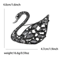 Spilla elegante a forma di cigno nero con strass, altezza 4,0 cm e larghezza 4,7 cm - Nero