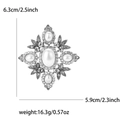 Vintage Baroque pearl brooch with rhinestones and alloy floral details in 6.3cm size - Silver