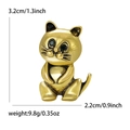 Vintage Katzenbrosche in Gold mit grünen Edelsteinaugen, 3,2 cm elegante Emaille-Nadel - Gold