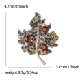 Elegant maple leaf brooch with multi-color rhinestones in silver-plated alloy finish - Gold 0882-GD