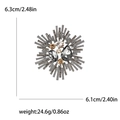 Broche flocon vintage avec cristaux gris et champagne, dimensions 6,3 cm x 6,1 cm - Noir (MM-BR-0844)
