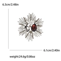 Broche flocon rétro avec pierre goutte rouge foncé et gemmes grises, taille 6,3x6,1 cm - Violet (MM-BR-0844)