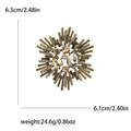 Broche vintage en forme d'étoile avec cristal gris fumé et strass, taille 6,3 x 6,1 cm - Café (MM-BR-0844)
