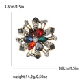 Detail showing vintage flower brooch dimensions 3.8cm and colorful gemstone inlay - Colorful
