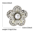 Spilla vintage a fiore con perle dorate con misura 5,0 cm e specifiche di peso - Oro Antico