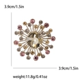 Pink sunflower alloy brooch with sparkling rhinestones, 3.9cm diameter, 11.8g weight - Colorful