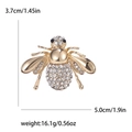 Spilla a forma di ape dorata con strass bianchi e dimensioni di 3,7x5,0 cm - Oro