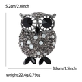 Broche hibou étincelante avec cristaux gris et yeux noirs en alliage argenté vintage - Noir (MM-BR-0908)