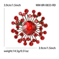 Spilla vintage a fiori con cristallo rosso e finitura dorata con rubino centrale - Rosso (MM-BR-0833-RD)