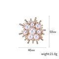 Elegant gold-tone sunflower brooch with white pearls and rhinestones, 50mm x 46mm size - Gold (0899)