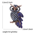 Creatieve uil-broche met blauwe strassteentjes in roségouden legering - Blauw