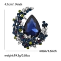 Elegant silver alloy brooch with blue pear-cut crystal and colorful rhinestones - Antique Silver Blue