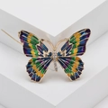 Exquisite colorful enamel butterfly brooch with gold plating and sparkling rhinestones - Blue (MM-BR-0985)