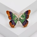 Kleurrijke emaille vlinderbroche met kristallen en gouden afwerking op witte basis - Paars (MM-BR-0985)