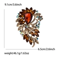Elegante spilla floreale in lega dorata con vetro marrone, 9,1 cm x 6,5 cm - Marrone
