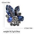 Broche de hoja vintage con esmalte azul y pedrería de cristal con dimensiones dadas - Azul (MM-BR-1003-BL)