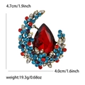 Elegant vintage alloy brooch with pear-shaped red crystal and colorful rhinestones - Antique Gold Red