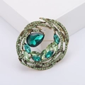 Broche vintage de lujo con cristales esmeralda y diamantes de imitación brillantes - Verde